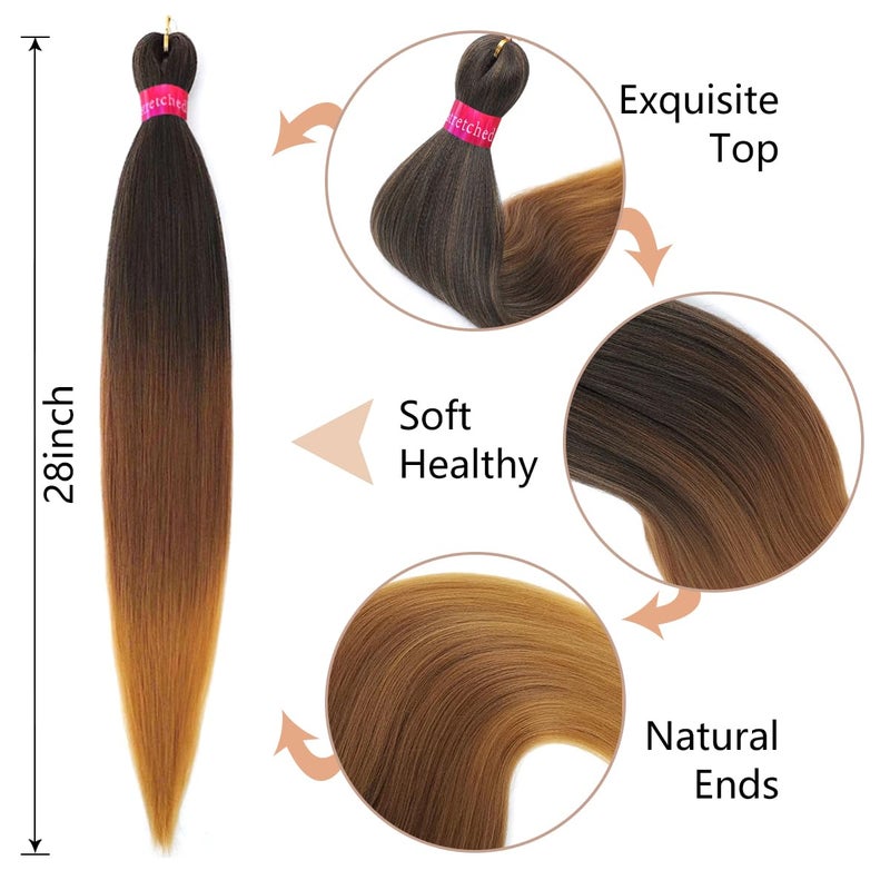 FAYETA Pre Stretched Braiding Hair,Ombre Braiding Hair 28''-8 packs Silky Color Blend Braid Hair Extensions, 100% Synthetic Crochet Hair Braids, Yaki Texture Hair Braiding - Image 2